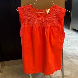 J. Crew Factory Orange Smocked Sleeveless Blouse